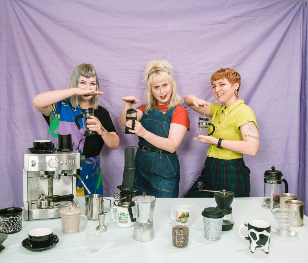 3 women making Coffee